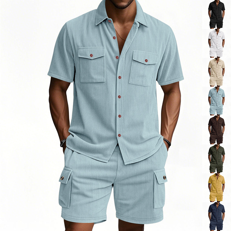 Outdoor Hunting Outfit - Men's Summer Corduroy Workwear Two-Piece Set