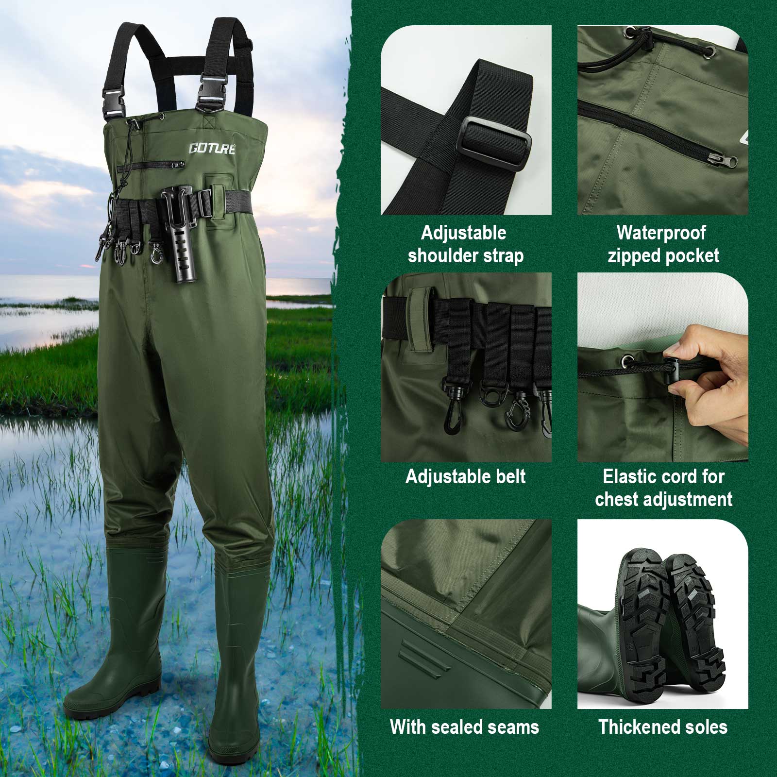 Goture outdoor Waterproof Boot - đánh giá và giá Fishing Waders Breathable